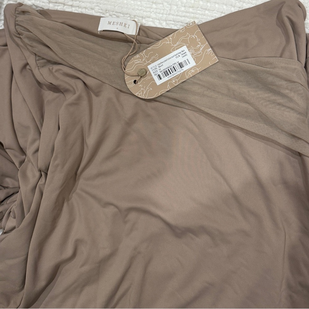 (SOLD) Meshki ~ Jules ~ Recycled Nylon And Mesh Maxi Skirt - Taupe - Picture 9 of 10